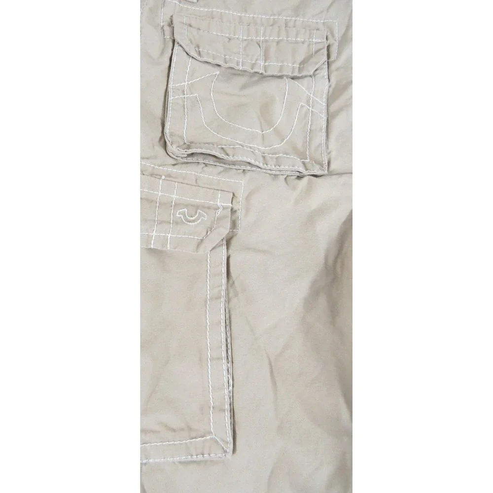 True Religion Big T Non Denim Cargo Pants Khaki 34x31 Men Workwear Utility Rope